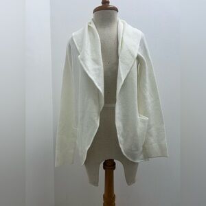 LOFT Ivory Open-Front Knit Cardigan